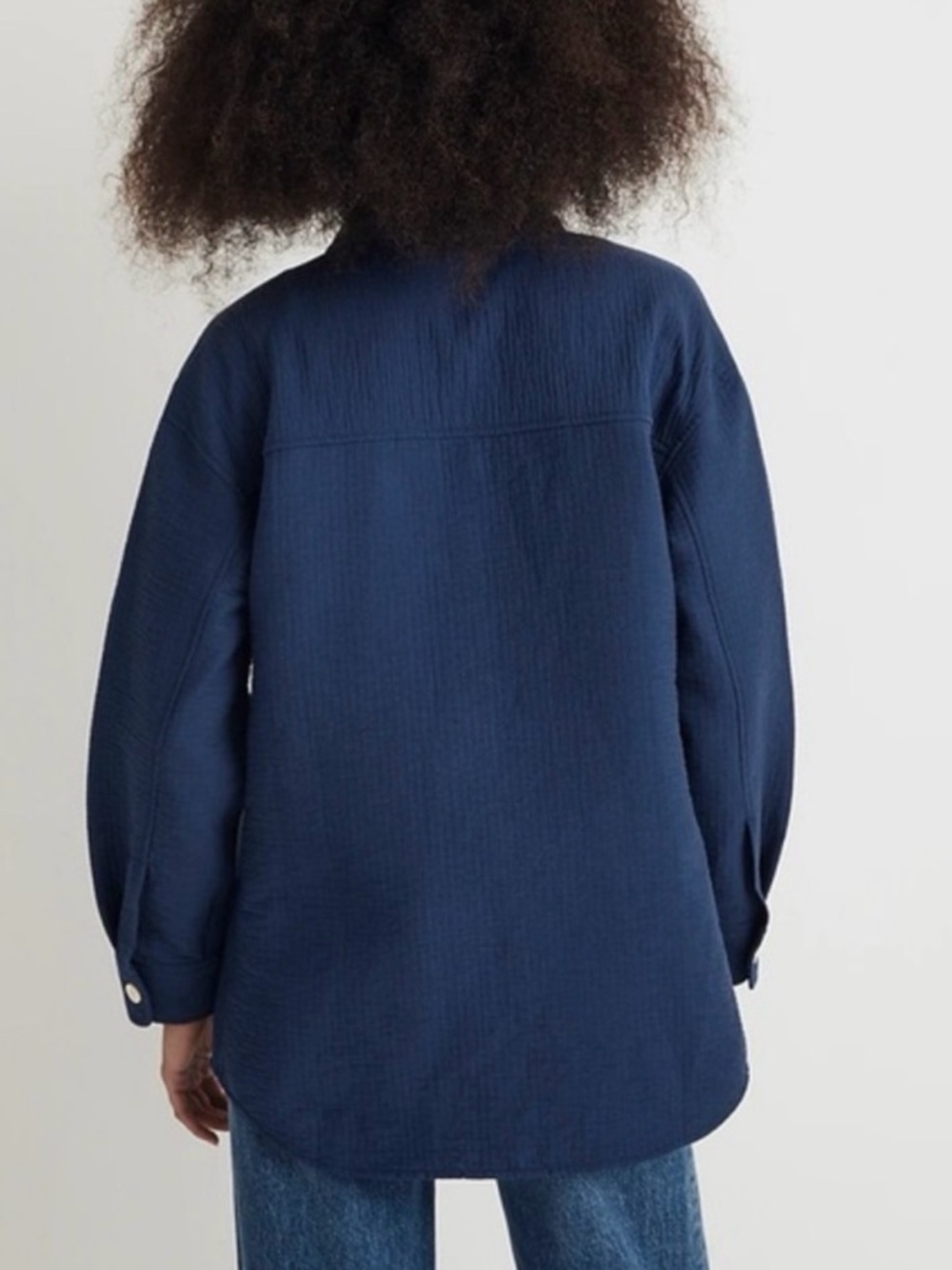 Madewell Navy Stretch Twill Oversize Shirt Jacket NWT Size XXS - Picture 2 of 5